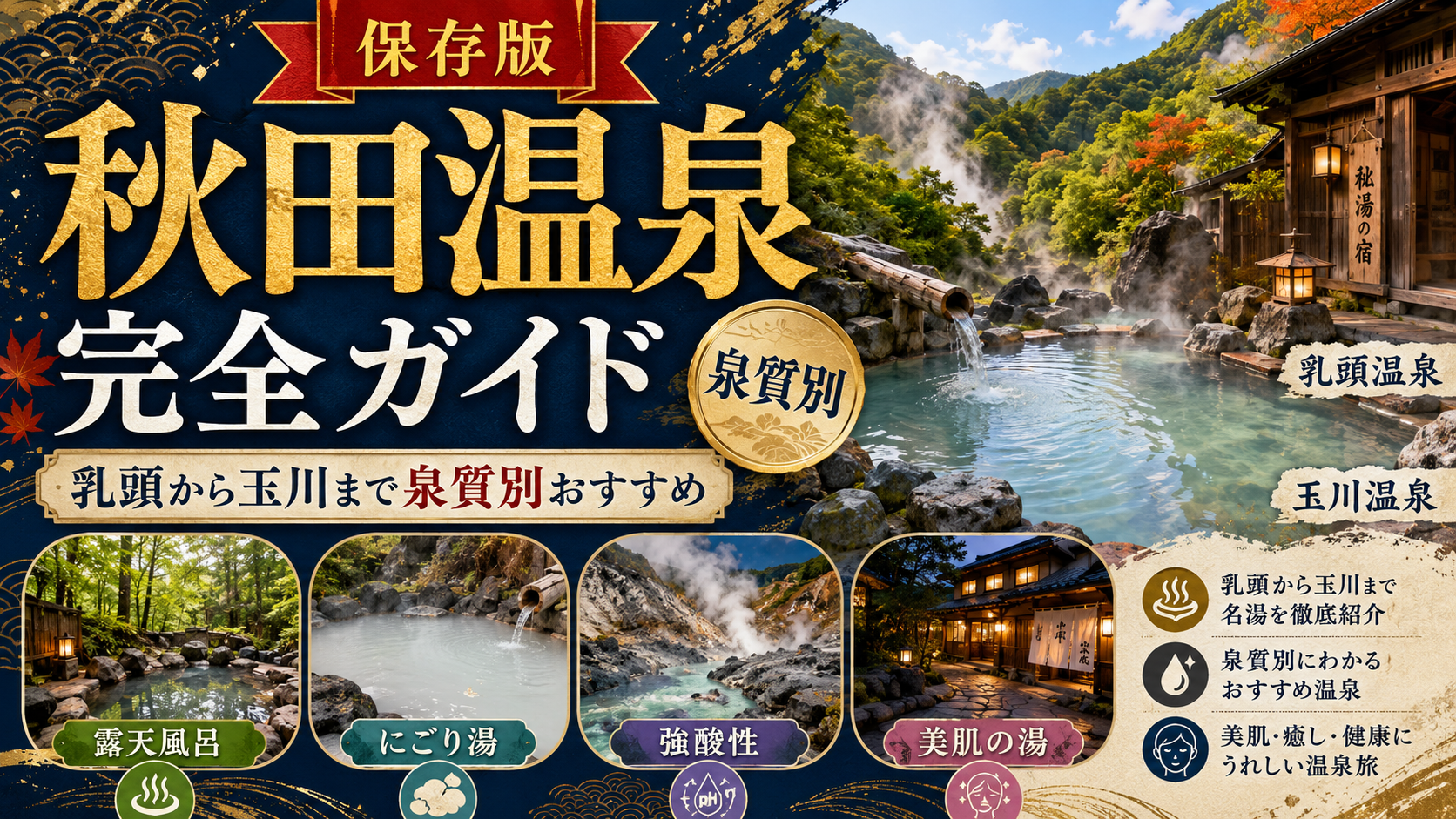 秋田温泉完全ガイド｜乳頭から玉川まで泉質別おすすめ