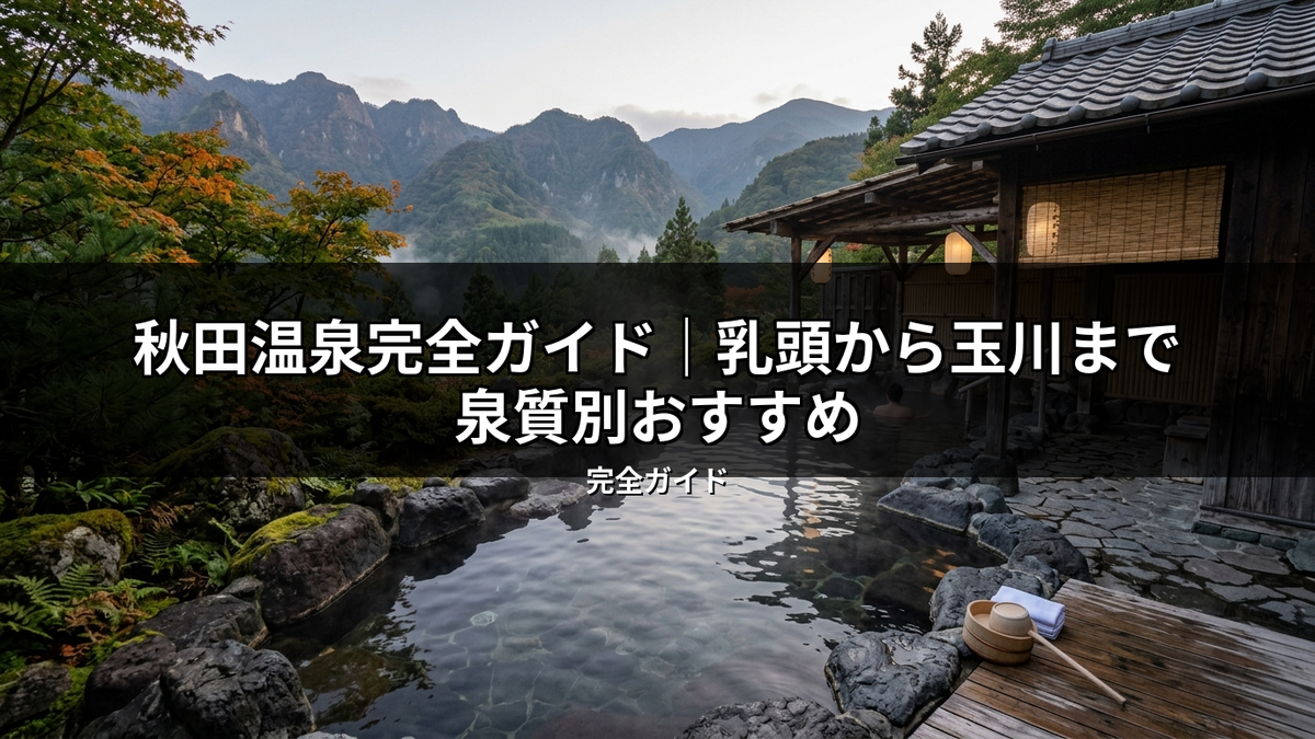 秋田温泉の完全ガイドにぴったりの、紅葉と雄大な山々に囲まれた情緒ある露天風呂の風景。乳頭から玉川まで泉質別おすすめを紹介。