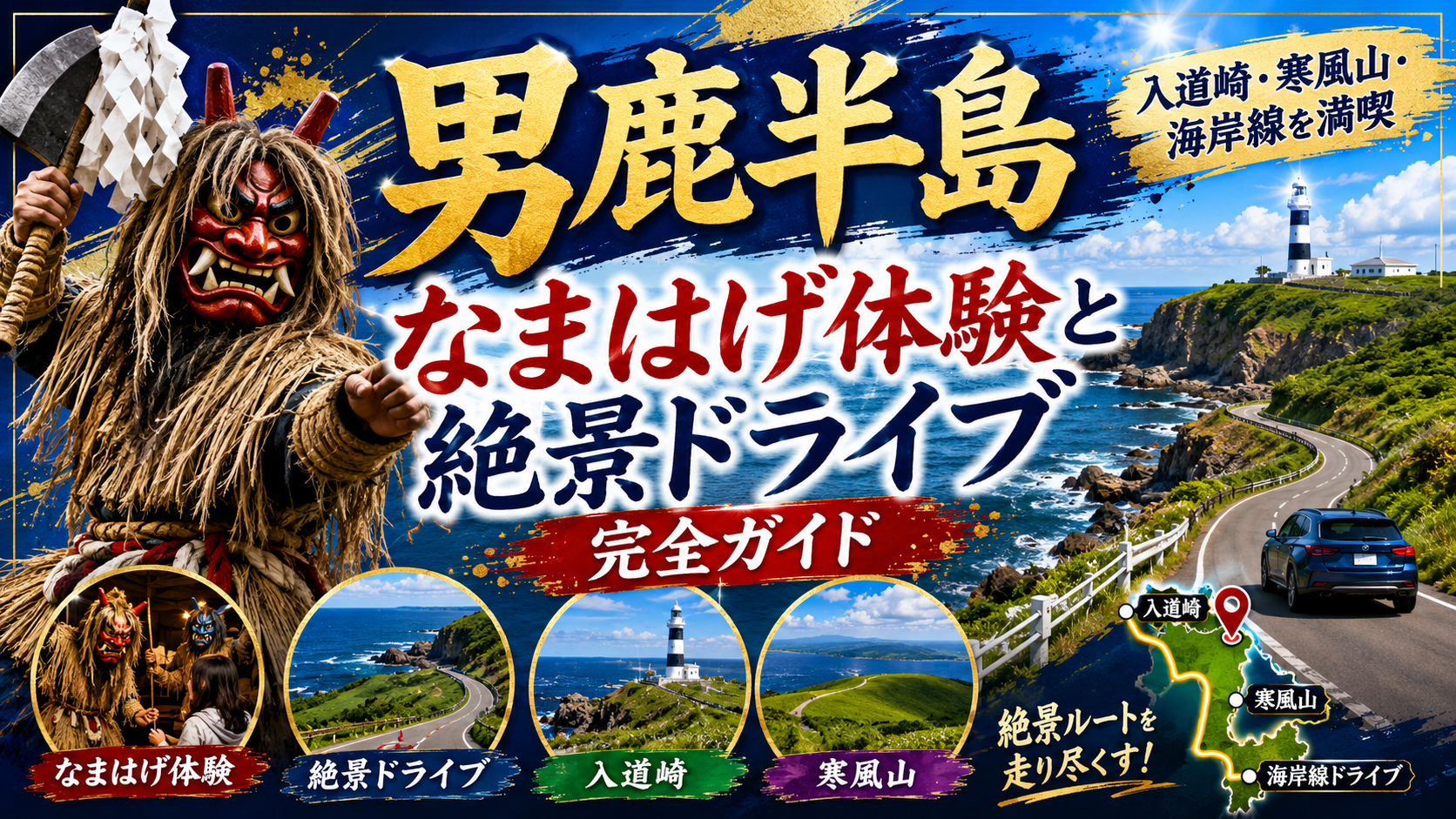 男鹿半島なまはげ体験と絶景ドライブコース