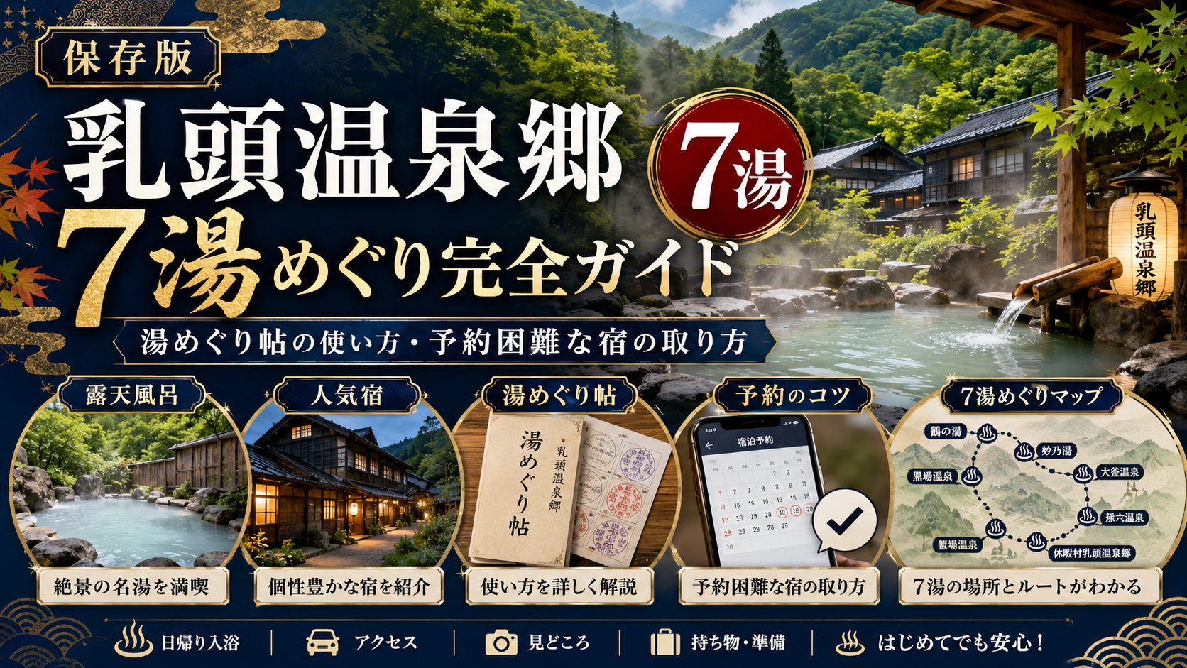 乳頭温泉郷7湯めぐり完全ガイド｜湯めぐり帖の使い方・予約困難な宿の取り方