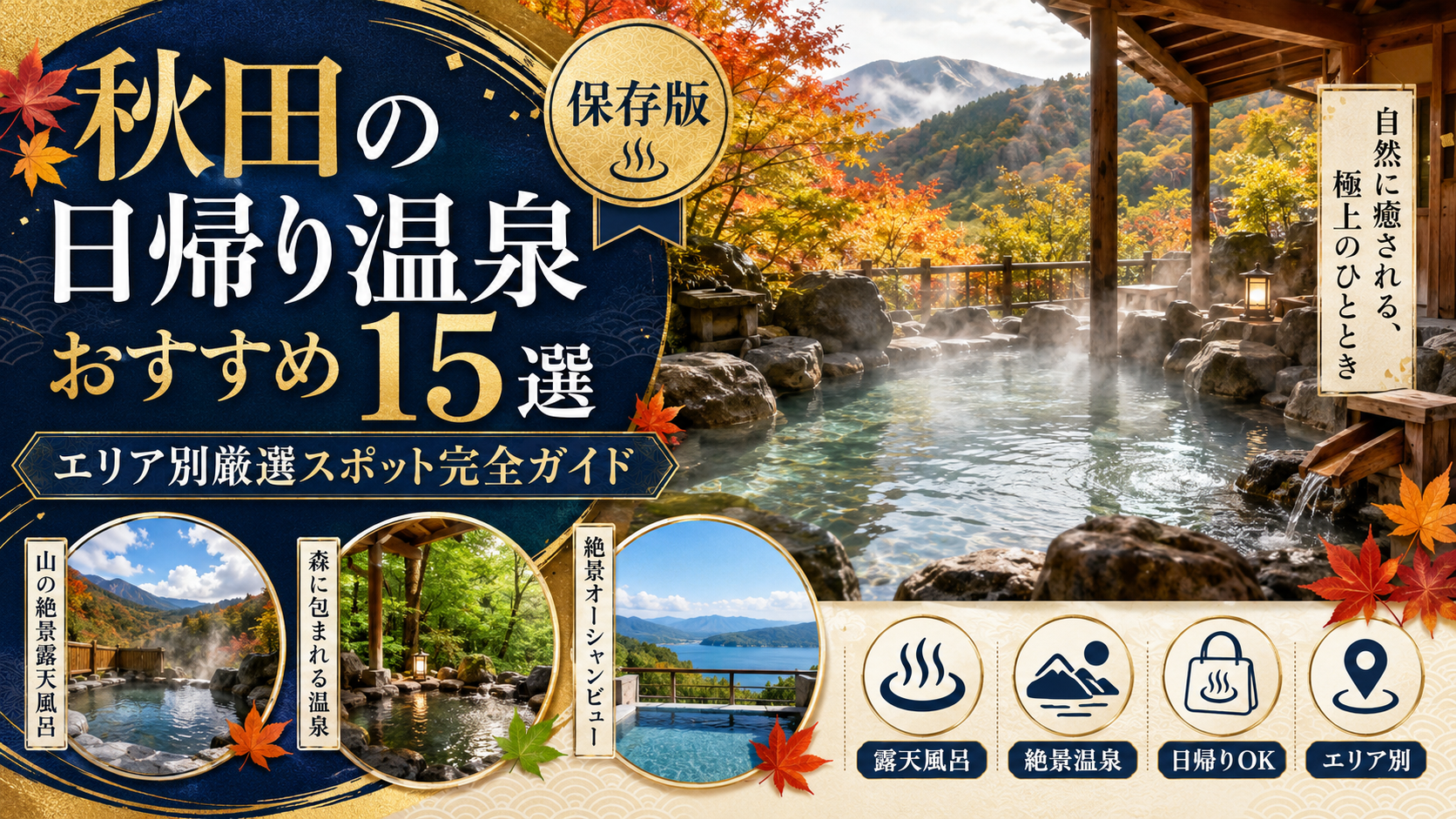 秋田の日帰り温泉おすすめ15選｜エリア別厳選スポット完全ガイド