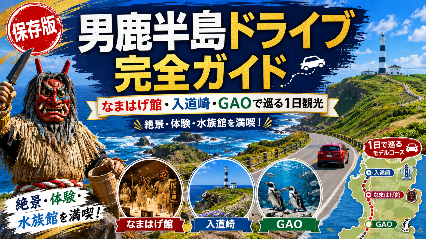 男鹿半島ドライブ完全ガイド｜なまはげ館・入道崎・GAOで巡る1日観光