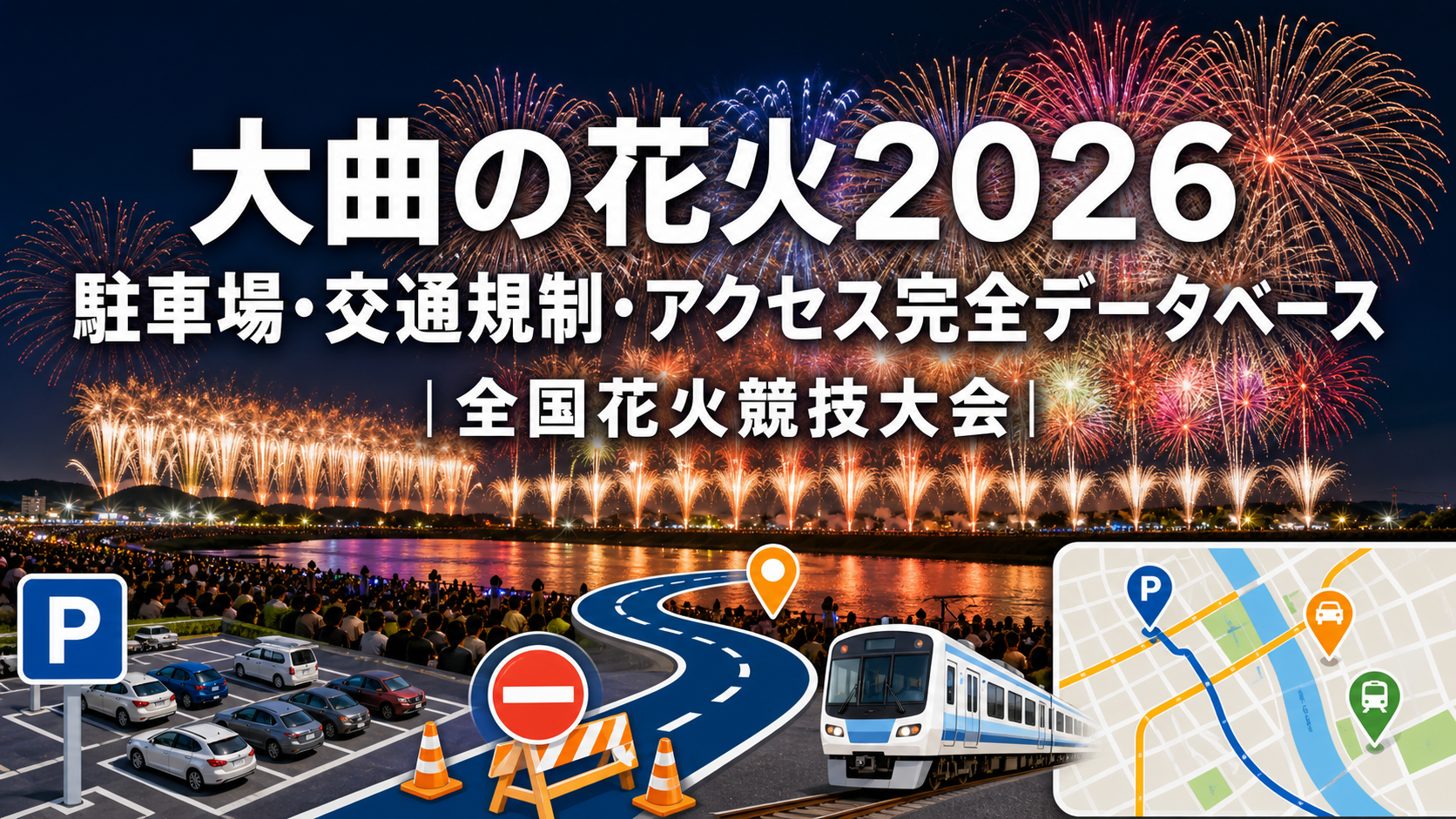 大曲の花火2026 駐車場・交通規制・アクセス完全データベース｜全国花火競技大会