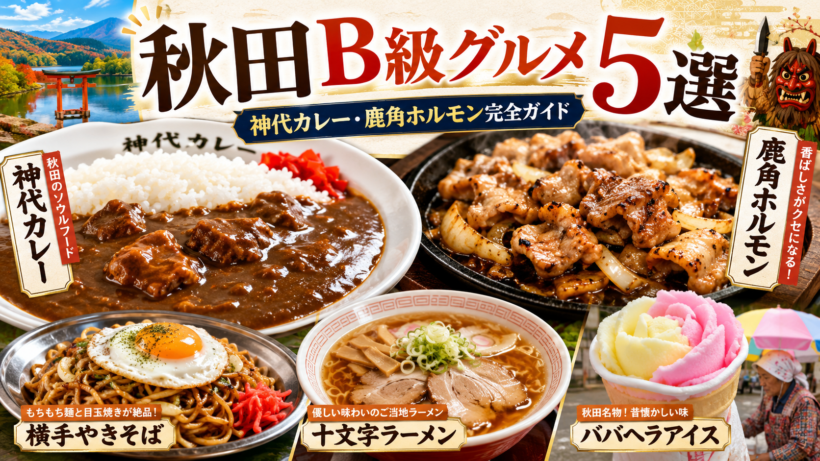 秋田B級グルメ5選｜神代カレー・鹿角ホルモン完全ガイド