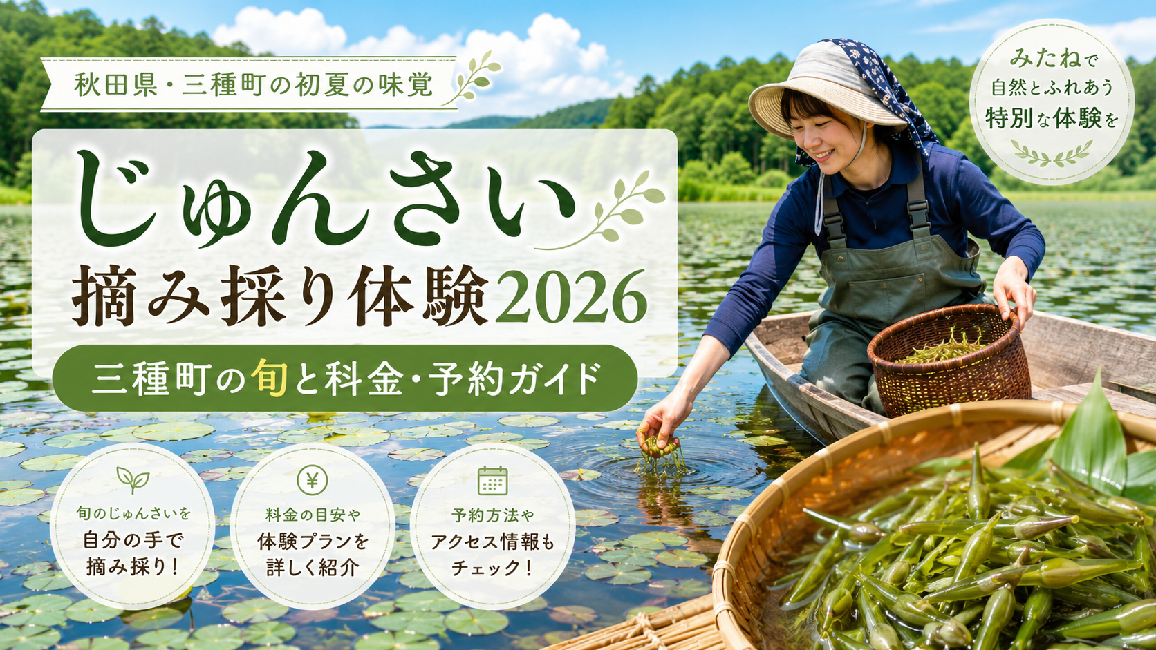 じゅんさい摘み採り体験2026｜三種町の旬と料金・予約ガイド